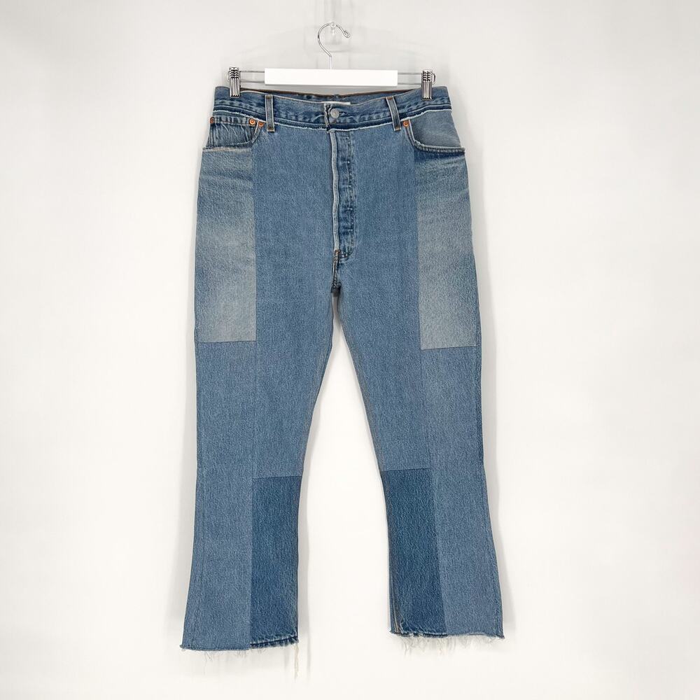RE/DONE NWT Levi’s Patchwork Straight Crop Jeans Women’s Size 31 Reconstructed